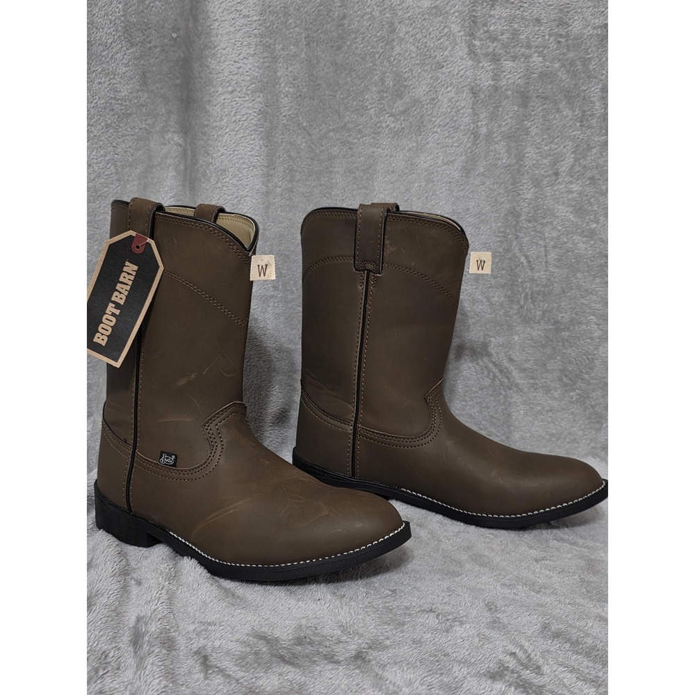 Justin Boots Mens 12EE Brown Leather Western Work Mid Calf Bay Basic JB3001